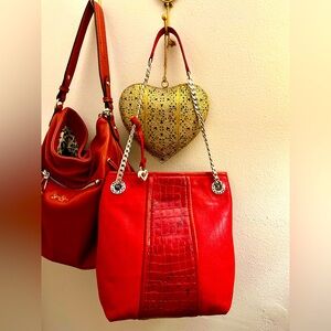 Vtg Brighton Pebbled Leather Bucket Bag